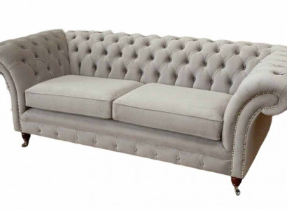 Chesterfield 3 Sitz Relax Lounge Sofa Textil Polster Couch Stoff Couchen