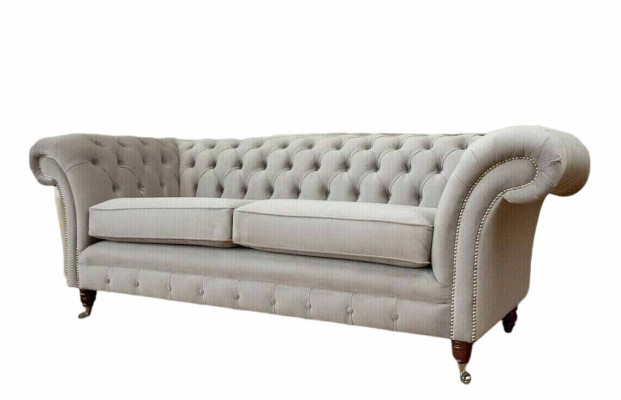 Chesterfield 3 Sitz Relax Lounge Sofa Textil Polster Couch Stoff Couchen