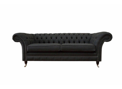 Wohnzimmer Sofa Chesterfield Couch Dreisitzer Design Schwarz Möbel Neu