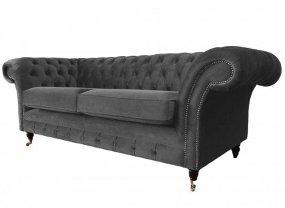 Sofa 3 Sitzer Luxus Textil Chesterfield Couch Sofas Polster Design Möbel