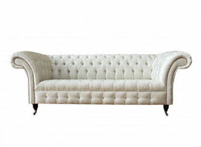 Dreisitzer Weiß Stoff Wohnzimmer Design Couchen Sofa Chesterfield Couch