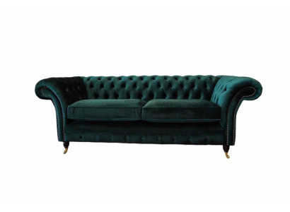 Chesterfield Polster 3 Sitzer Textil Couchen Sofa Dreisitzer Couch Samt