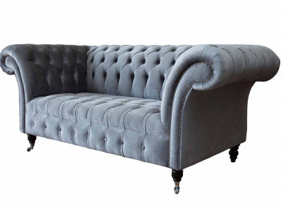 Chesterfield Sofa 3 Sitzer Luxus Couch Wohnzimmer Sofas Grau Stoffsofa