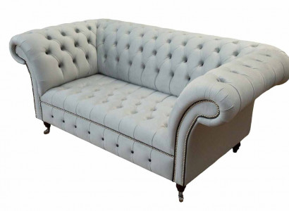 Chesterfield Couch Polster Möbel Zweisitzer Grau Couchen Sofas Leder