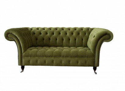 Sofa 2 Sitzer Couch Polster Sofa Stoff Chesterfield Couchen Grün Neu