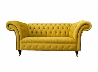 Chesterfield Couch Sofa Polster 2 Sitzer Wohnzimmer Couchen Sitz Gelb