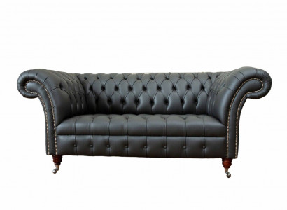 Chesterfield Ledersofa Couch Polster 2 Sitzer Designer Sofas Couchen