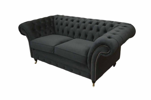 Chesterfield Schwarz 2 Sitzer Couch Polster Couchen Design Sofa Textil