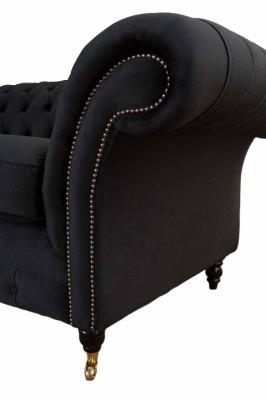 Chesterfield Schwarz 2 Sitzer Couch Polster Couchen Design Sofa Textil