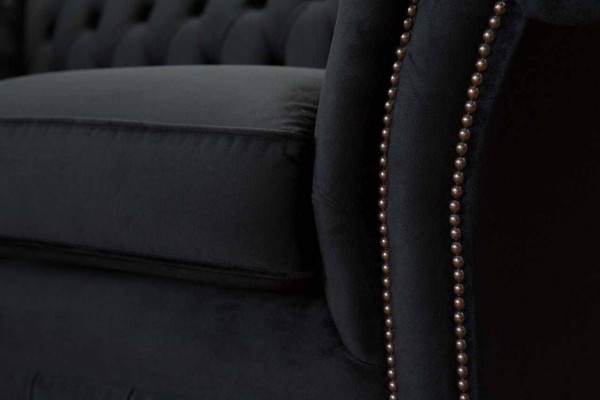 Chesterfield Schwarz 2 Sitzer Couch Polster Couchen Design Sofa Textil