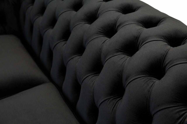 Chesterfield Schwarz 2 Sitzer Couch Polster Couchen Design Sofa Textil