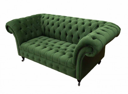 Chesterfield Büro Sitzmöbel Einrichtung Sofa Couch 2 Sitz Textil Grün
