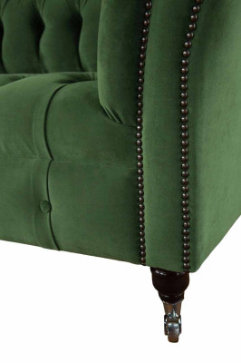 Chesterfield Büro Sitzmöbel Einrichtung Sofa Couch 2 Sitz Textil Grün