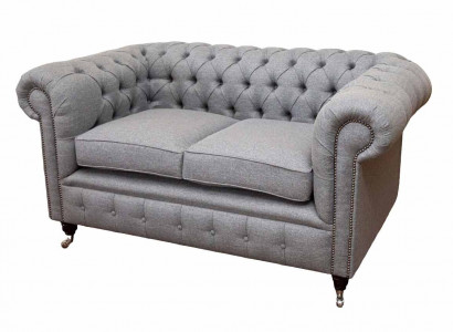Chesterfield Büro Sitzmöbel Einrichtung Sofa Couch 2 Sitz Textil Graue