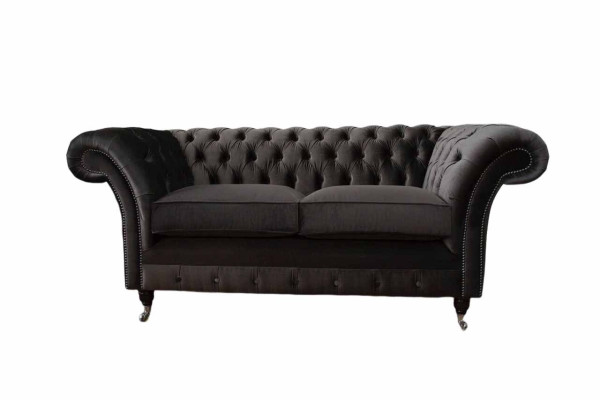 Chesterfield Textil Sofa 2 Sitzer Polster Design Luxus Couch Stoffsofas
