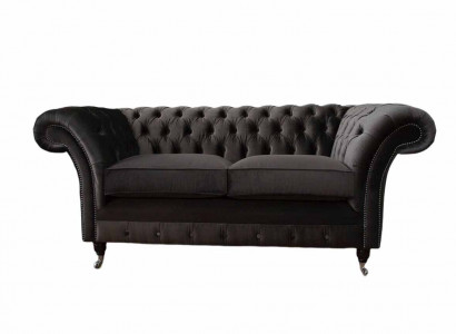 Chesterfield Textil Sofa 2 Sitzer Polster Design Luxus Couch Stoffsofas