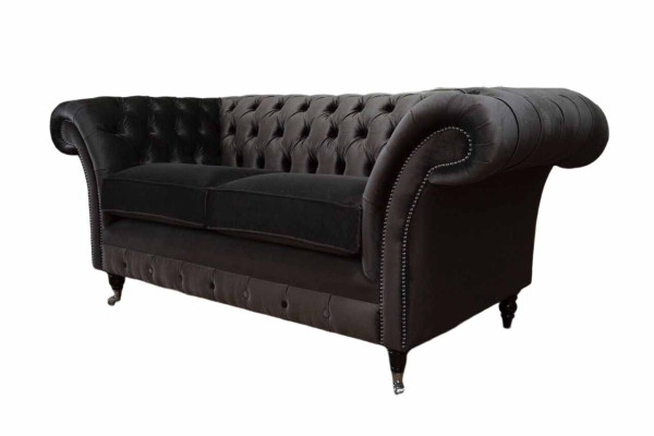 Chesterfield Textil Sofa 2 Sitzer Polster Design Luxus Couch Stoffsofas