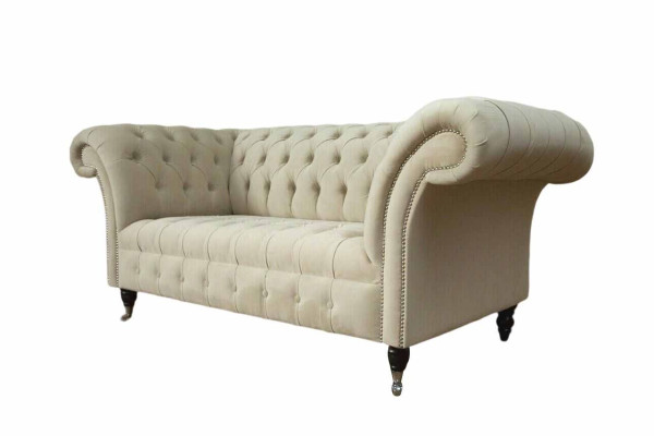 Zweisitzer Couch Polster Sofa 2 Sitz Textil Stoff Luxus Chesterfield Neu