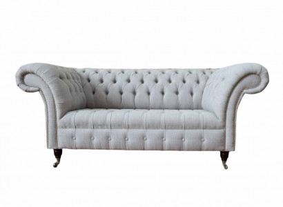 Chesterfield Luxus 2 Sitzer Couch Polster Sofa Textil Stoff Couchen Neu