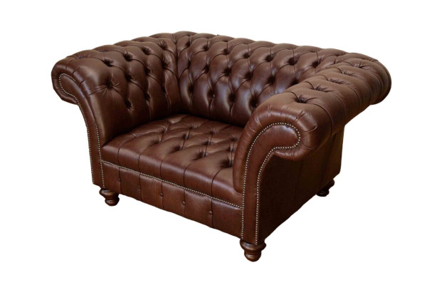 Chesterfield Sofa Wohnzimmer Sofas Couch Polster Leder Modern 1,5 Sitzer