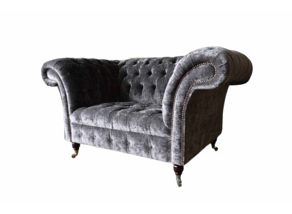 Design Chesterfield Stoff Couch Sessel 1.5 Sitzer Polster Lounge Neu