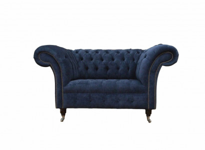 Chesterfield Sofa 1,5 Sitzer Designer Couchen Couch Stoff Polster Textil