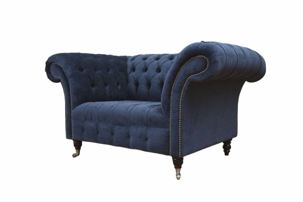 Chesterfield Sofa 1,5 Sitzer Designer Couchen Couch Stoff Polster Textil