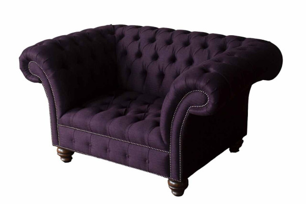 Design Chesterfield Stoff Couch Sessel 1.5 Sitzer Polster Sofas Lounge