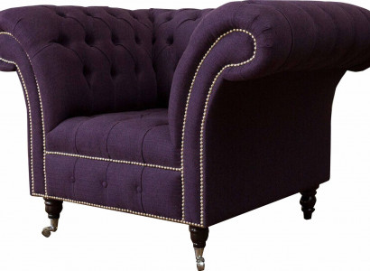 Sessel Einsitzer Luxus 1 Sitz Sitz Design Textil Lila Stoff Chesterfield