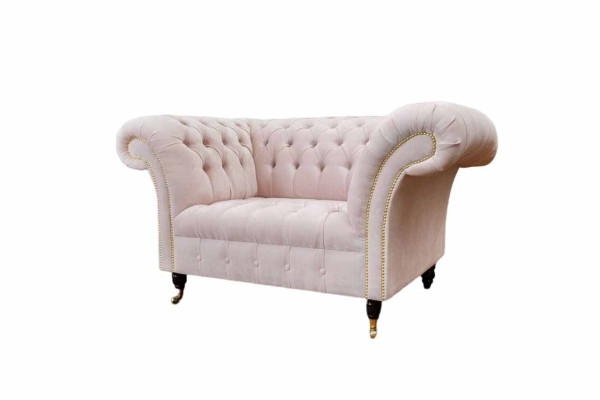 Sessel Polster Sofa Textil Chesterfield Couchen 1 Sitzer Einsitzer Rosa