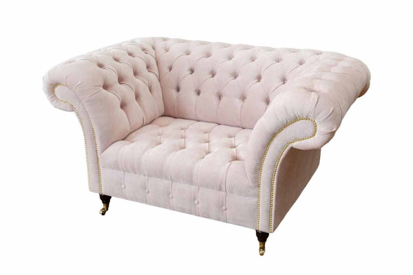 Sessel Polster Sofa Textil Chesterfield Couchen 1 Sitzer Einsitzer Rosa