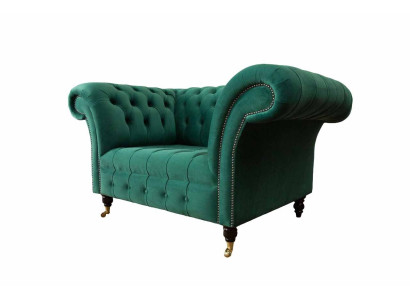 Grau Chesterfield Design Sofa Sessel Ohrensessel Polster Luxus Textil