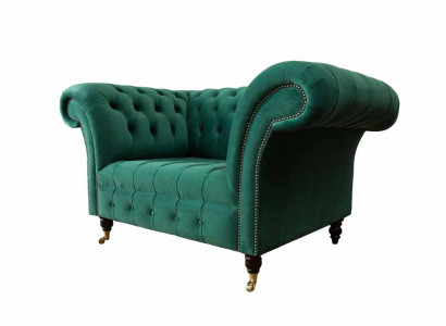 Grau Chesterfield Design Sofa Sessel Ohrensessel Polster Luxus Textil