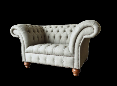 Chesterfield Einsitzer Sofa Sessel Couch Polster Sitzmöbel Textil Stoff
