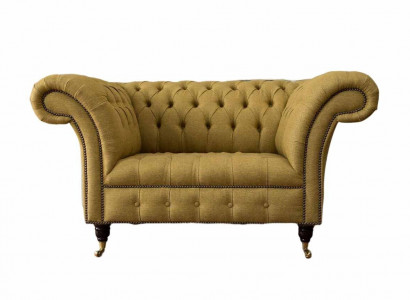 Chesterfield Sessel Design Polster Sofa Couch Braun Textil Möbel Neu