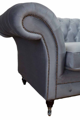 Design Chesterfield Stoff Couch Sessel 1 Sitzer Polster Sofas Lounge Neu