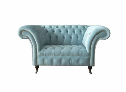 Chesterfield Sessel Türkis Polster Sofa 1 Sitzer Design Polster Neu