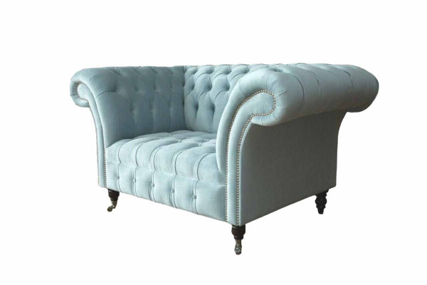 Chesterfield Sessel Türkis Polster Sofa 1 Sitzer Design Polster Neu