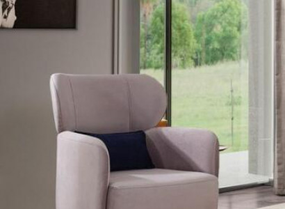 Sessel Ohrensessel Cocktailsessel Sitzer Modern Design Grau Stoff Sitz