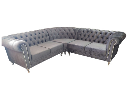 Chesterfield L-Form Ecksofa Couch Design Polster Textil Sofa Ecke Couchen