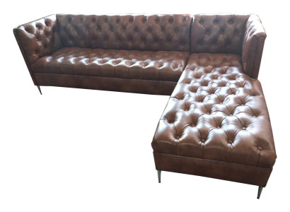 Chesterfield Ecksofa L-Form Leder Luxus Couch Ledersofa Eckgarnitur