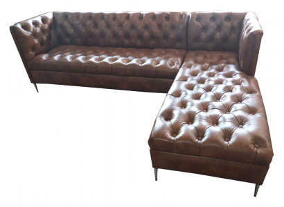Chesterfield Ecksofa L-Form Leder Luxus Couch Ledersofa Eckgarnitur