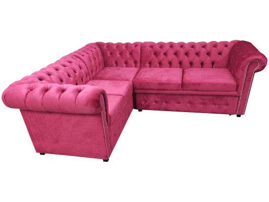 Luxus Ecksofa L-Form Chesterfield Sofa Textil Rosa Couch Modern Sofas