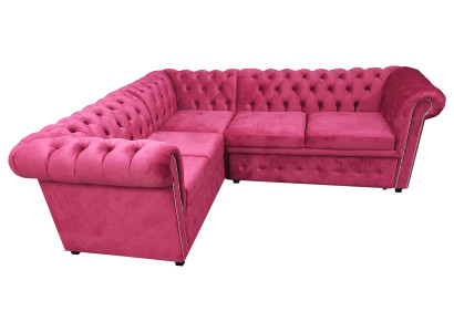 Luxus Ecksofa L-Form Chesterfield Sofa Textil Rosa Couch Modern Sofas
