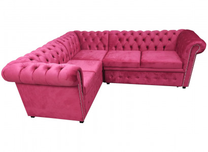 Luxus Ecksofa L-Form Chesterfield Sofa Textil Rosa Couch Modern Sofas