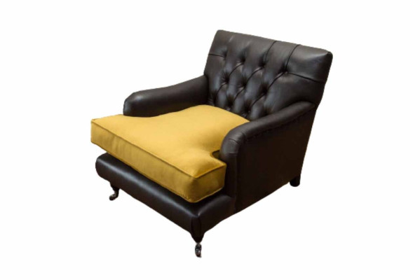 Sessel Couch Sofa Leder Braun Lounge Polster Sitzer Luxus Design Club