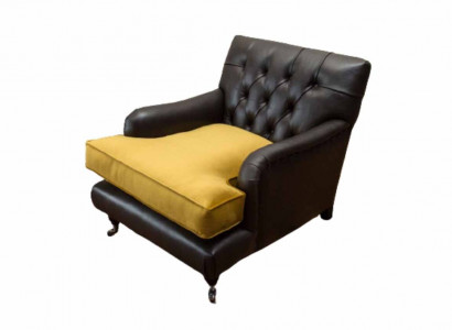 Sessel Couch Sofa Leder Braun Lounge Polster Sitzer Luxus Design Club