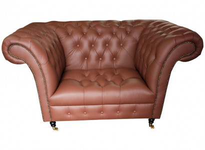 Luxus Chesterfield Sessel Leder Sitz Lounge Sessels Braun Modern