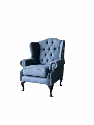 Sessel 1 Sitz Textil Lounge Luxus Polster Ohrensessel Einsitzer Design 1