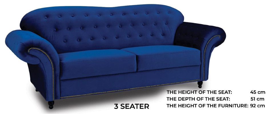 Chesterfield Sofagarnitur Couch Polster Möbel 3+2+1 Samt Stoff Couchen